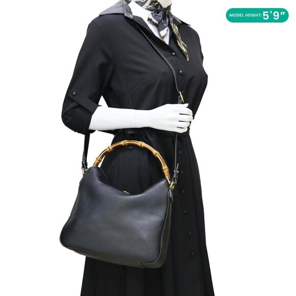 Gucci Diana Medium Leather Top Handle Shoulder Bag Black 746124 - Picture 2 of 13